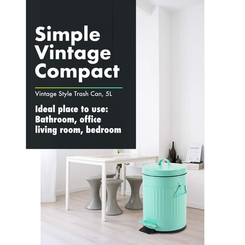 mingol Bathroom Trash Can with Lid, Small Waste Basket for Home Bedroom, Retro Step Garbage Can with Soft Close, Vintage Office Trash Can, 5 Liter/ 1.3 Gallon, Glossy Mint Green - Image 3